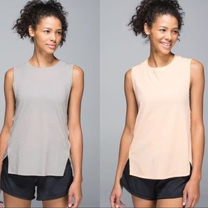 lululemon athletica Gray & Orange Tank Tops